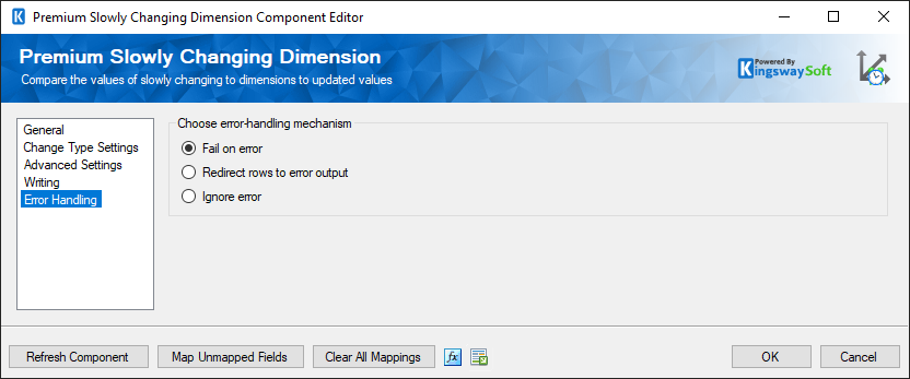 SSIS Premium Slowly Changing Dimension - error handling